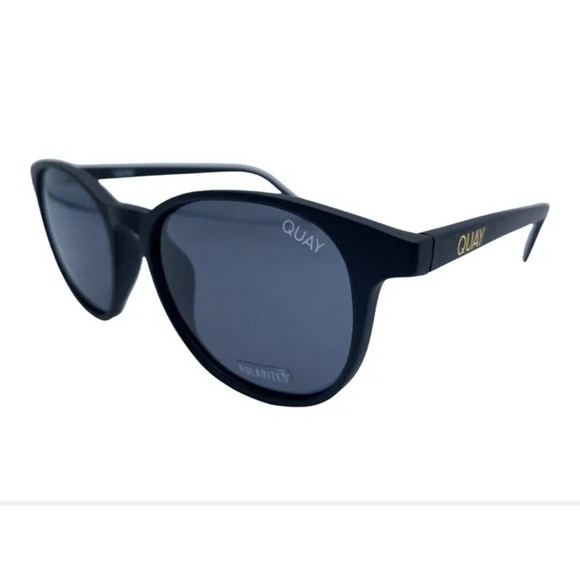 QUAY BLUEPRINT ROUNDED SQUARE SUNGLASSES MATTE BLACK/SMOKE POLARIZED 40569 NEW - Picture 4 of 6